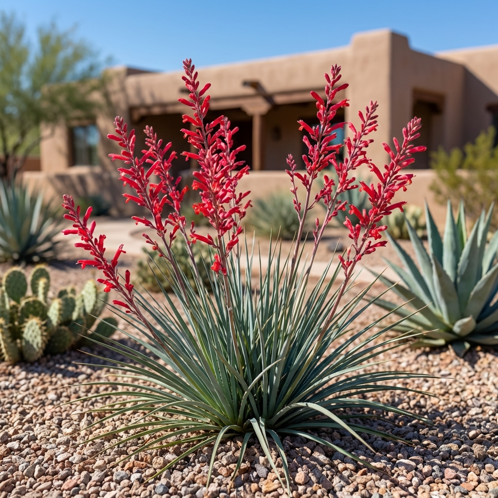Dwarf Red Yucca Stoplights - Hesperaloe parviflora 'Stoplights'