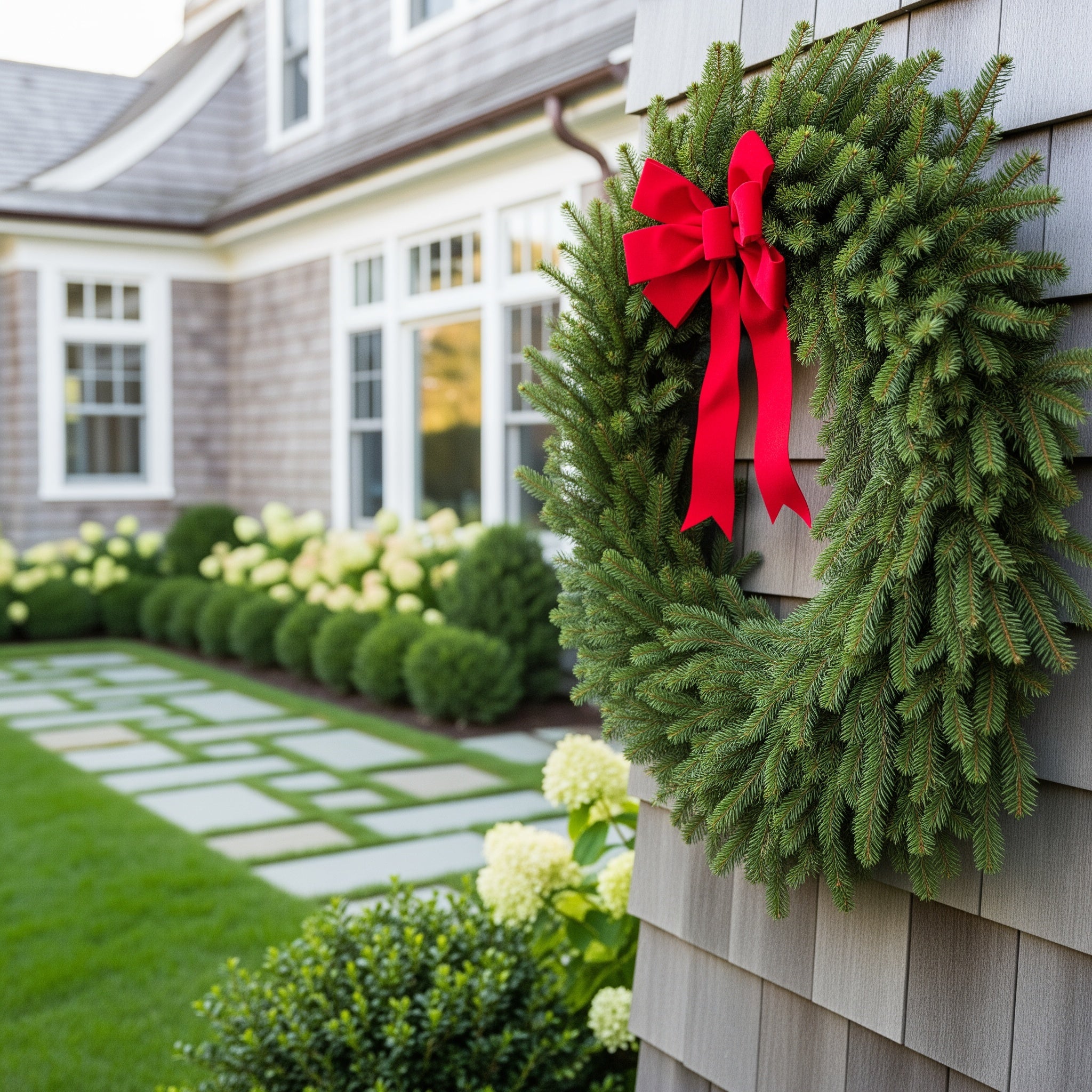 Fraser Fir Wreath with Red Bow - Abies fraseri
