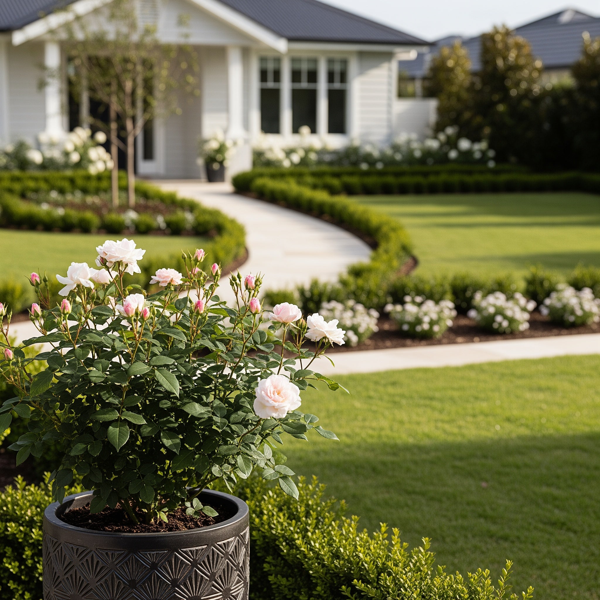 Sunblaze? Bridal Rose in Deco Pot - Rosa ? hybrida