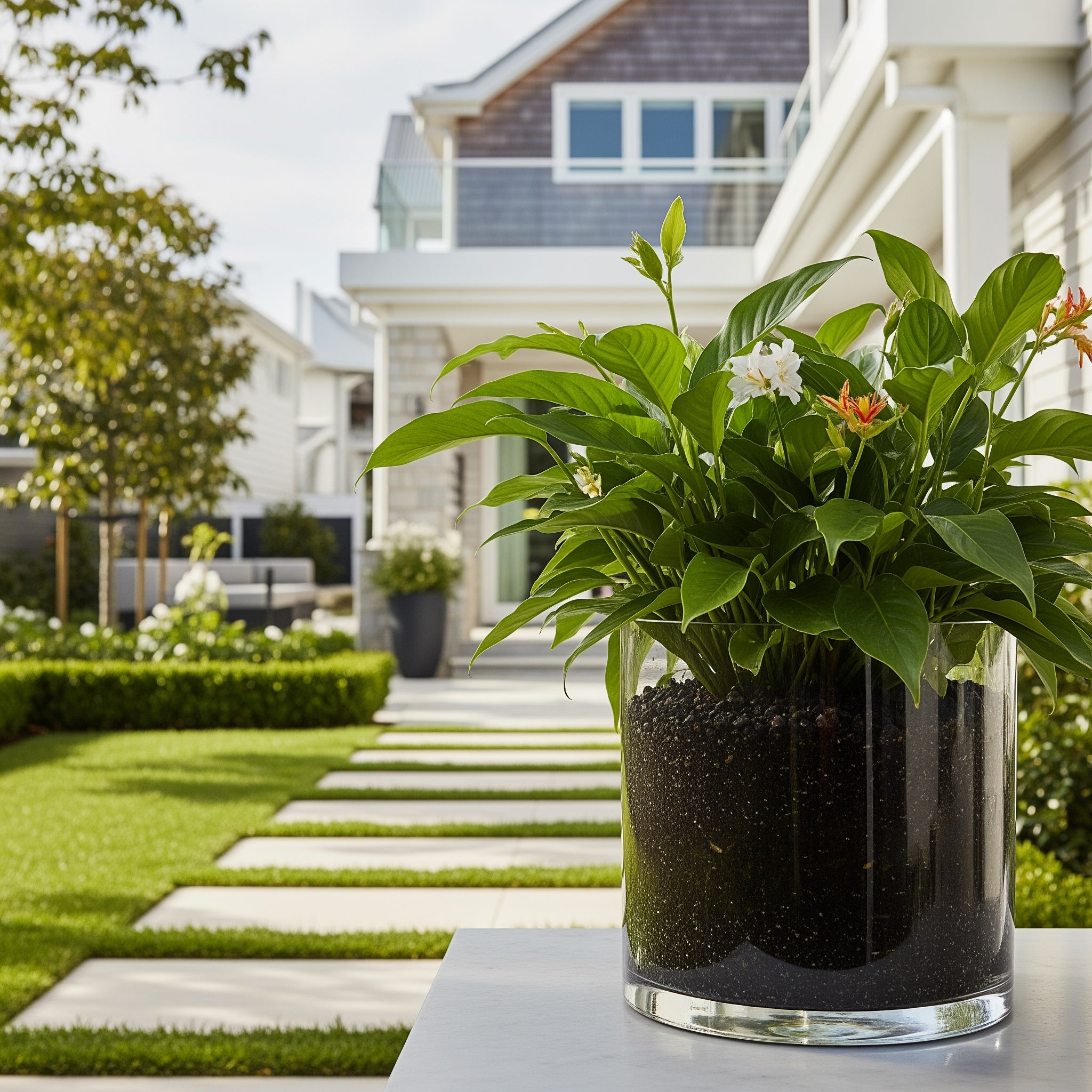 Tropical Desktop Garden Kit in Glass Planter - Mixed Tropical Species