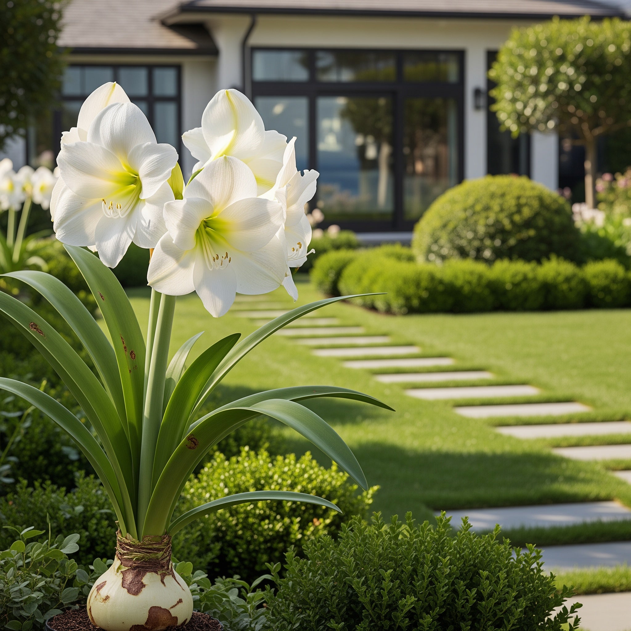 White Wax-Dipped Amaryllis Bulb with White Blooms - Hippeastrum