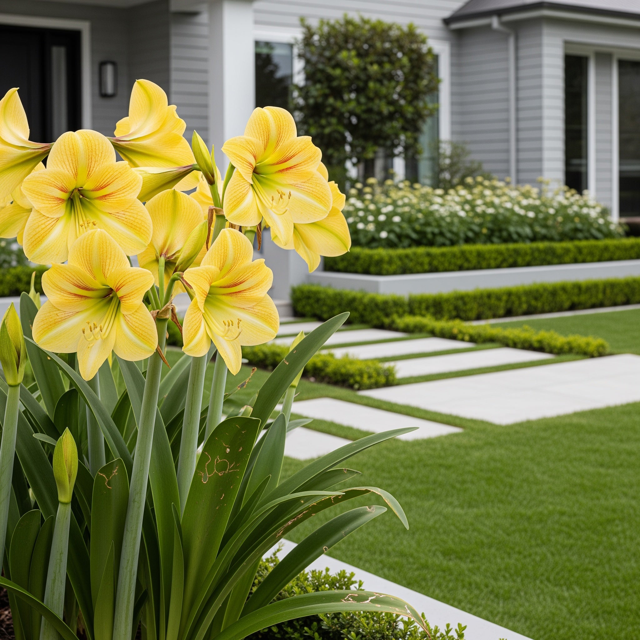 Yellow Wax-Dipped Amaryllis Bulb with Sovereign Blooms